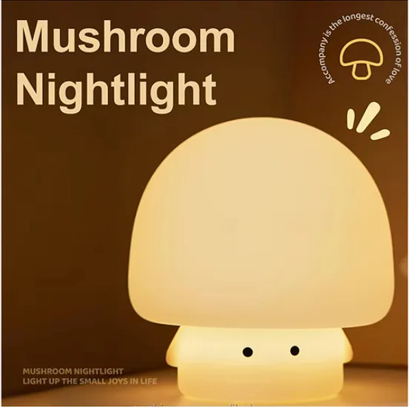 Cute Mushroom Night Light Squishy Silicone LED Animal Night Warm Light Three Dimming Mode With Large Capacity Battery Timed - Multicolor