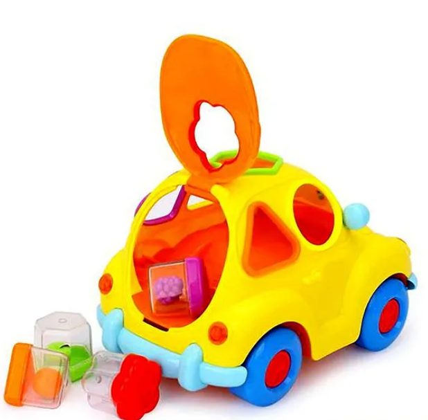 Electronic Toy Car With Music & Light And Puzzle Sorters - Multicolour
