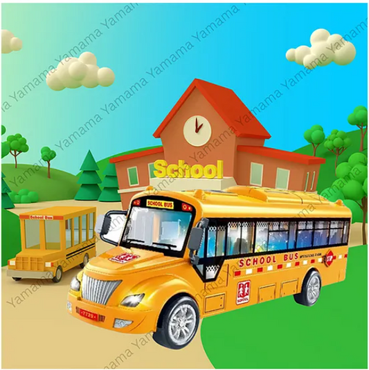 School Bus Toys For Kids With Opening Doors Lights And Sounds Friction Bus Vehicle Toys Fun Entertainment Kids Toys Die-cast Friction Toys - Multicolor