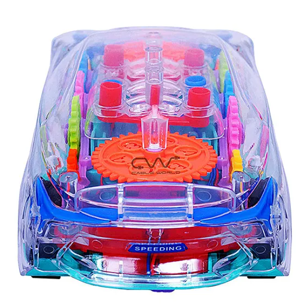 360 Degrees Rotating Transparent Concept Racing Car With Music & 3D Flashing Lights - Multicolor