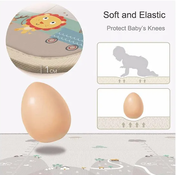 Animal Theme Double Sided Water Proof Extra Large Fordable Foam Baby Play Mat Folding Mat Baby Crawling Mat - (Design May Vary - Multicolor)