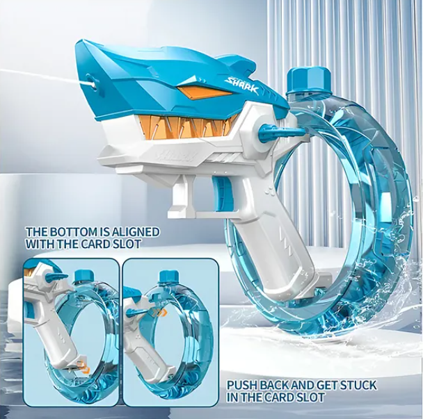 Realistic Water Gun Toys For Kids Electric Shark Water Gun Toys Repeater Automatic Water Spray Gun High Pressure Water Play Gun Toy - Color May Vary