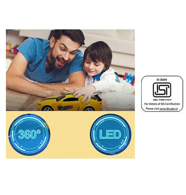 Battery Operated Auto Convertible Robot Car Toy for Kids Transforming Robot Sport Car Toy- Yellow