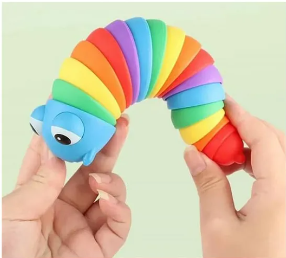 Caterpillar Finger Slug Toys for Kids Fun Sensory Play Flexible Joint Movement Colorful Vibrant Design Engaging Handheld Baby Toys (Pack of 1 Color May Vary) - Length 18 cm