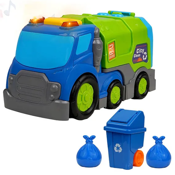 Friction Powered Garbage Truck Toys For Kids With Opening Doors, Light & Music Model Collection Fun Educational Learning Kids Toys Multicolor