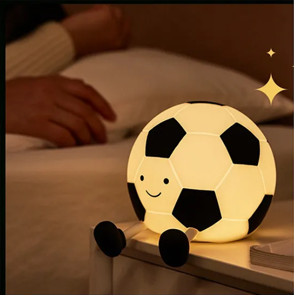 Football Night Light Lamp Super Cute Silicone Night Lamps Squishy LED Football Design Night Light For Kids And Adults Silicone Dimmable Timed Bedside Lamp USB Rechargeable Touch Light Night Lamp Multicolor
