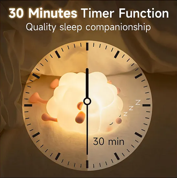 Cute Night Light For Kids Cute Sheep Design Silicon Night Light Super Cute Silicone Night Lamps Squishy LED Animal Night Light Silicone Dimmable Timed Bedside Lamp USB Rechargeable Touch Light Night Lamp (Pack of 1 Color May Vary)