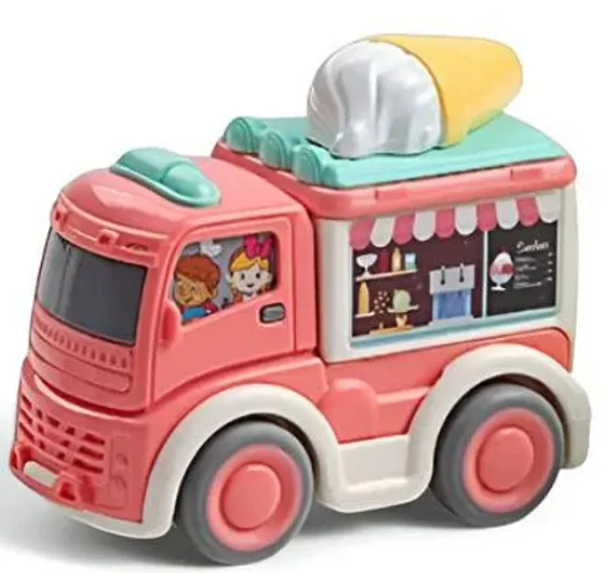 Pull-Back Food Trucks Toys for Kids | Colorful Mini Street Food Van Toy Set for Kids | Fun Entertainment Kids Toys Pack of 3 - Multicolor
