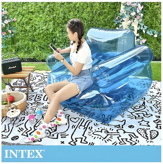 Inflatable Blue Armchair Transparent Sofa Inflatable Armchair Intex Air Furniture Blue