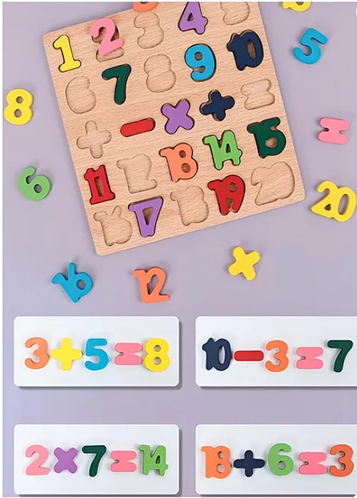 Alphabet Numeric Geometric Shaped Wooden Puzzle Game Toy For Kids Baby Early Educational Children Montessori Board Puzzle Toy (Pack of 3 - Multicolor)