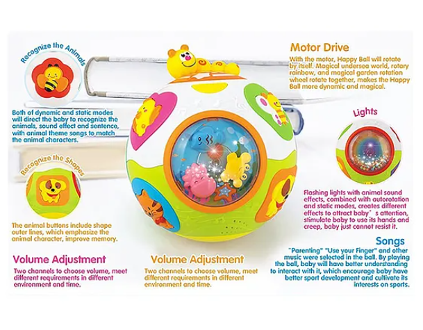 Catch-Me Activity Ball Toy With Lights And Music Early Educational Learning Toy For Kids And Babies - Multicolor