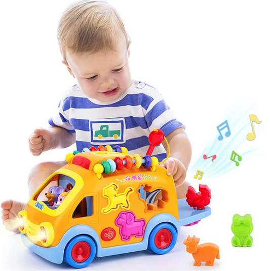 Multi Activity School Bus with Light & Music - Multicolor