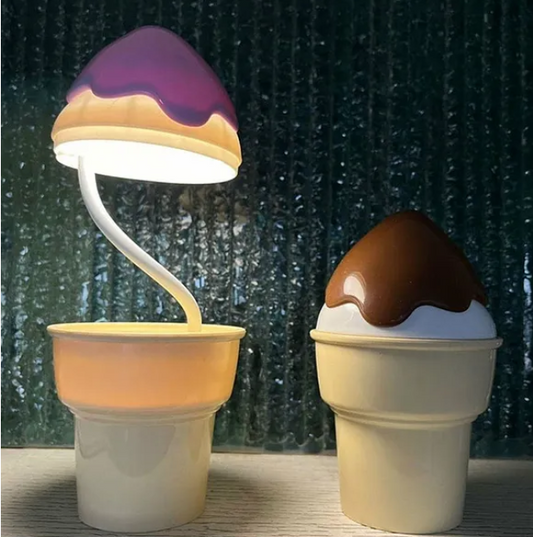 Multi-functional Ice-cream Shaped Table Lamp With 360 Degree Moveable, Sharpener And USB Rechargeable (Pack of 1 Color And Design May Vary)