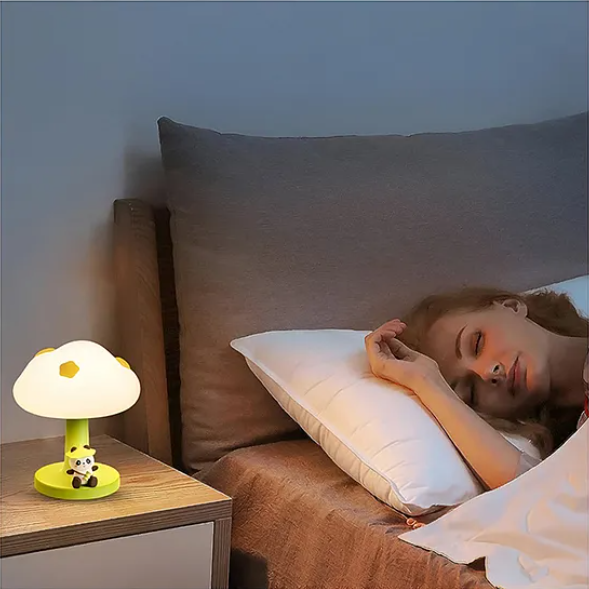 PoPo Panda Soft Silicone Bedside Table Lamp LED Animal Night Light Kawaii Light Up USB Rechargeable Panda Touch Light - Multicolor