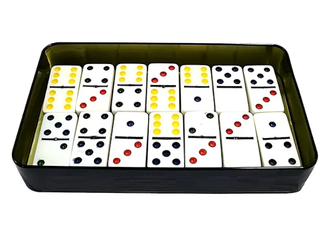 Domino Game Double Six Dot Color Dominoes 28 Pieces Domino Set For 2-4 Players Fun Entertaining Travel And Family Parties Game For Kids Adults And Friends Family Multicolor