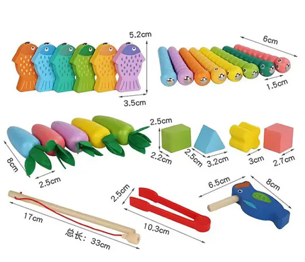 Wooden Shape Matching Stacking And Sorting Treasure Box