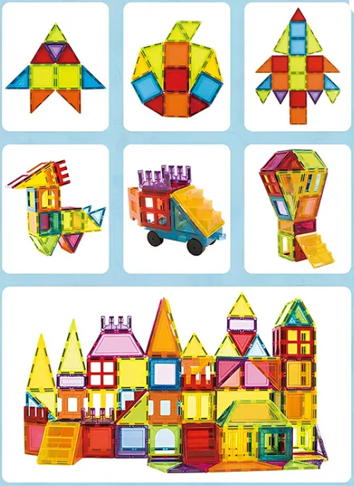 Magnetic Blocks Set 3D DIY Clear Magnetic Building Block Tiles For Kids Magnetic Construction Blocks Magnetic Tiles Toys For Kids Toddler Educational Toys 26 Pieces - Multicolor