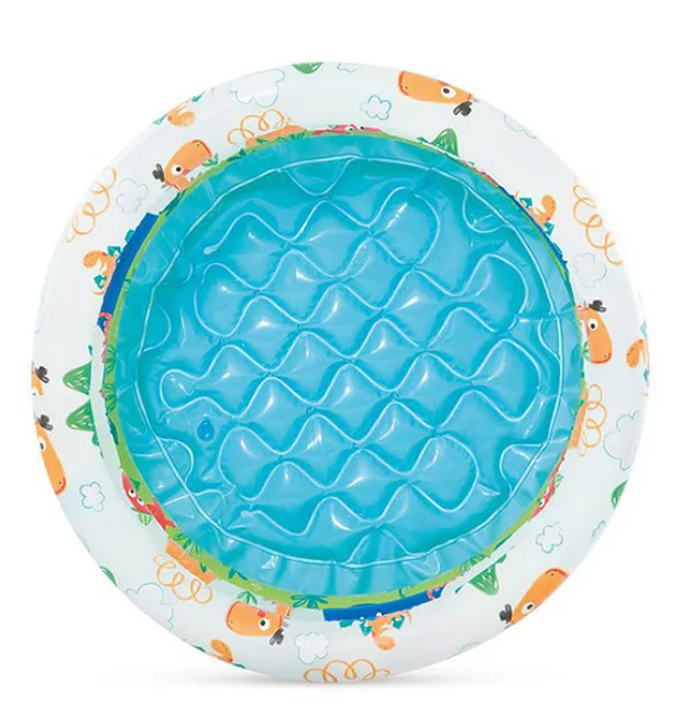 Dino Buddies 3-Ring Inflatable Kiddie Pool Float Intex Baby Swimming Pool And Beach Pool Multicolor