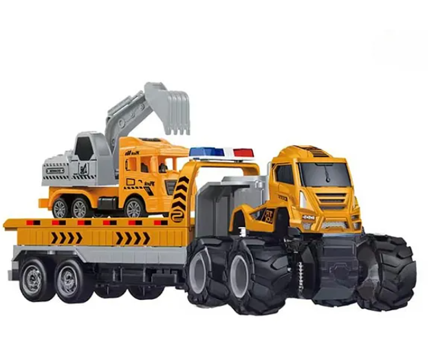 1:43 Scale Alloy Die-cast Friction Powered Construction Engineering Truck 4x4 Wheel  - (Pack of 1 - Design And Color May Vary)
