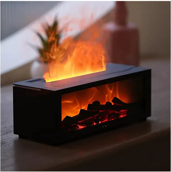 Aroma Diffuser for Home with Fireplace Flame Effect, 150ml Mist, 7 Color Lights, Timer & Remote Control Color May Vary