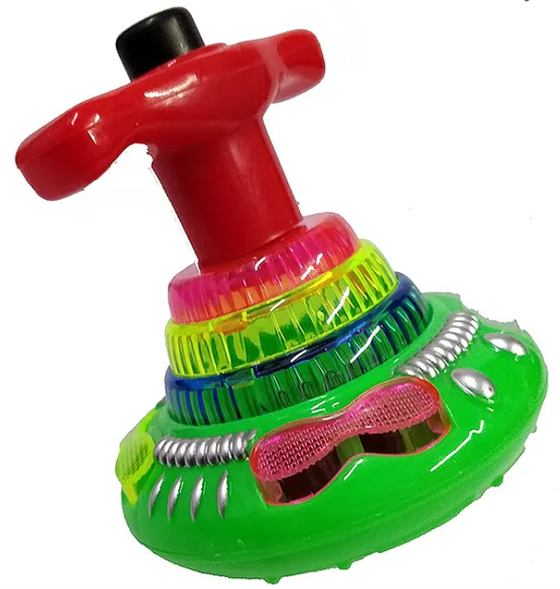 Yamama Super Spinning Launcher Top With Flashing Led Light and Music Electric - Green