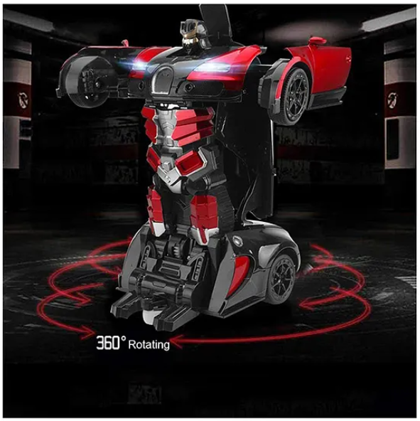 Battery Operated Transformer Robot Car Toy With 360 Degree Universal Wheel Light And Music - Multicolor