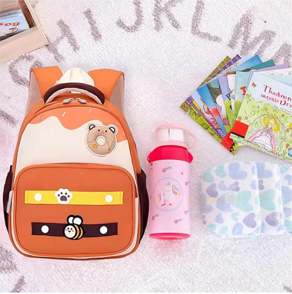Cute Bee And Bear Backpack For Kids With Adjustable Straps Premium Design Bag For Kids Best For School Picnic Holidays - Height 12 Inches