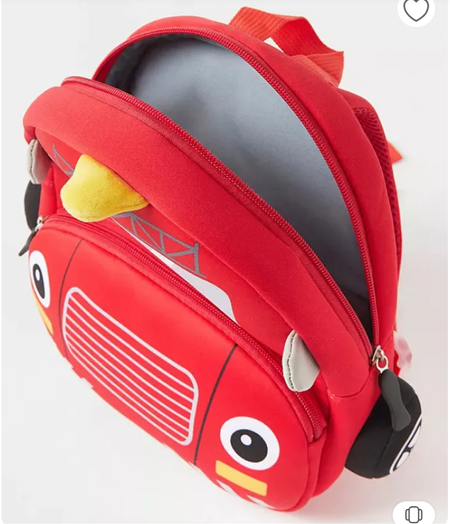 Cute 3D Neoprene Fire Truck Backpack With Front Pocket Adjustable Straps, Premium Design Bags for School, Kindergartens Picnic And Holidays