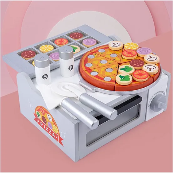 Wooden Pizza Oven Toys For Kids Cooking Educational Game Pizza Toy Fun Entertainment Enjoyable Role Pretend Play Kids Toys Multicolor