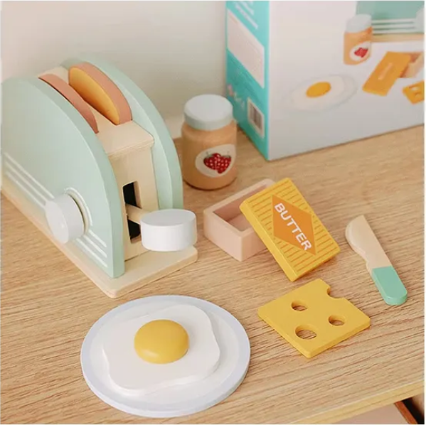 Wooden My Little Bread Maker Toys For Kids Educational Montessori Toys Fun Entertainment Enjoyable Role Pretend Play Kids Toys Multicolor