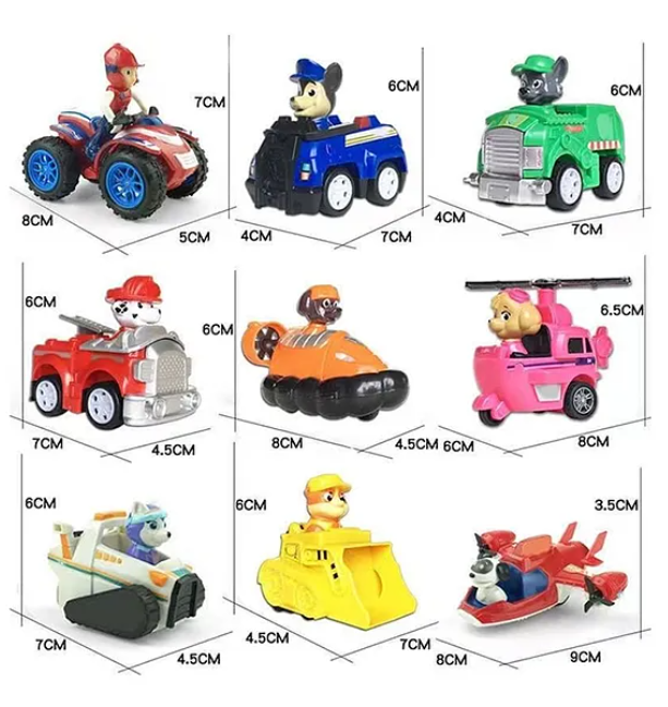 9 Pcs Dog Paw Patrol Theme Cars Toy Set Die-Cast Pull Back Cars Toys For Kids Fun Kids Engaging Dog Special Patrolling On Cars Toys - Multicolor