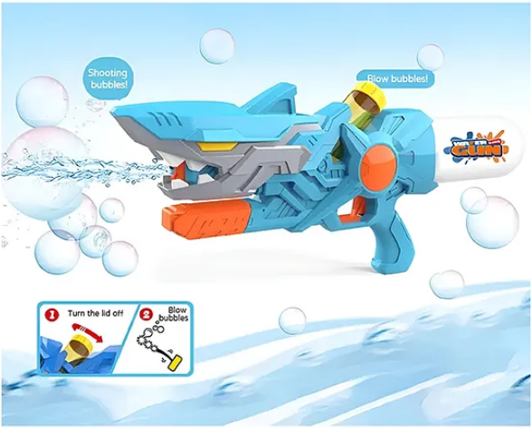 Water Gun Toys For Kids Shark Water Gun Toy 570ml High Capacity Water Fighting Toy For Outdoors Swimming Holi Toys Kids Summer Plastic Big Shooting Shark High Power Animal Shape Water Gun Toy (Pack of 1 Color May Vary)