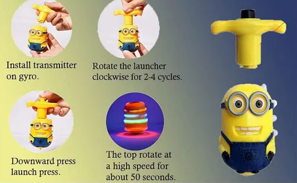 Minion Flashing Spinning Tops With LED Lights And Music For Kids - Multicolor