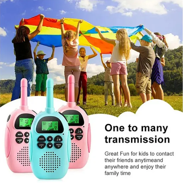 Handheld Two Ways Radio Children Walkie Talkie Rechargeable Long Range Built-in Flashlight Toy, Kids Walkie Talkie Color May Vary