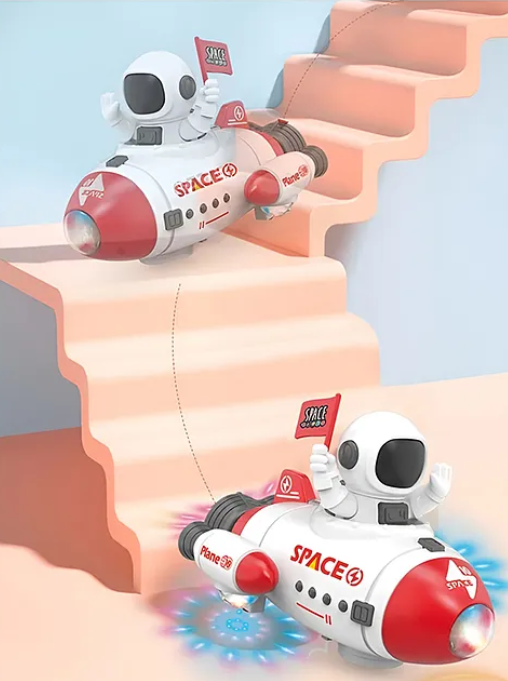 Musical Space Rocket Car Toy With 360 Degree Rotating Wheels Lights And Music