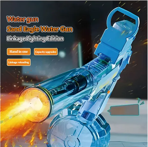 Realistic Water Gun Toys For Kids Electric Desert Eagle Water Gun Toys With LED Lights Repeater Automatic Water Spray Gun High Pressure Water Play Gun Toy - Color May Vary
