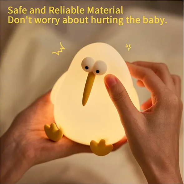 Cute Night Light For Kids Cute Kiwi Bird Silicon Night Light Super Cute Silicone Night Lamps Squishy LED Animal Night Light Silicone Dimmable Timed Bedside Lamp 3 Lighting Modes, USB Rechargeable Touch Light Night Lamp - Multicolor