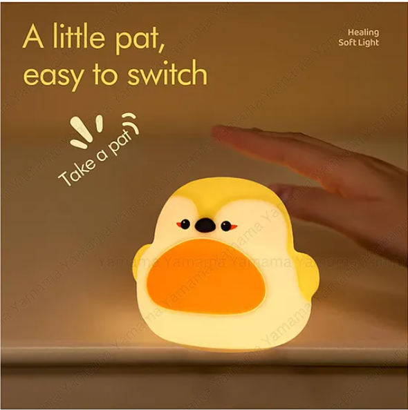 Cute Night Light For Kids Cute Robin Silicon Night Light Super Cute Silicone Night Lamps Squishy LED Animal Night Light Silicone Dimmable Timed Bedside Lamp USB Rechargeable Touch Light Night Lamp - Multicolor
