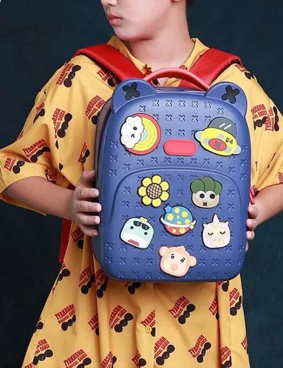 Backpack Kawaii Starry Blue Backpack With DIY Pattern Patch Adjustable Straps Premium  Bags