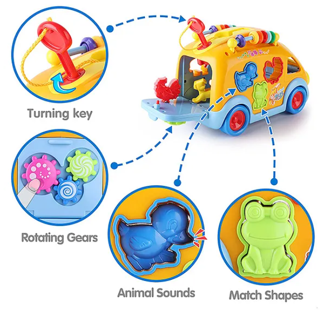 Multi Activity School Bus with Light & Music - Multicolor