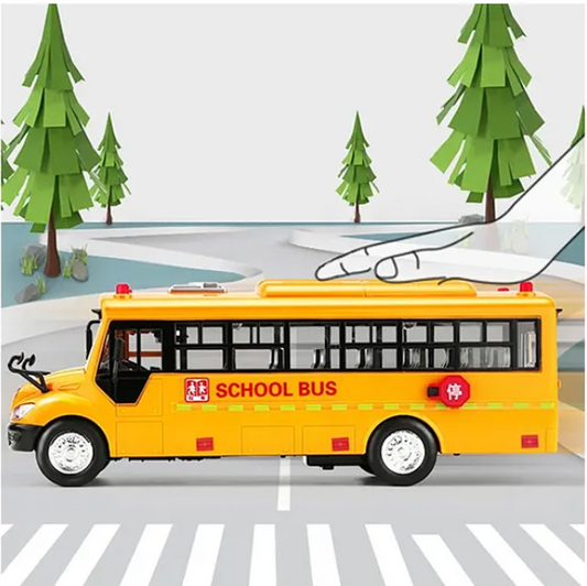 School Bus Toys For Kids With Opening Doors Lights And Sounds Friction Bus Vehicle Toys Fun Entertainment Kids Toys Die-cast Friction Toys - Multicolor