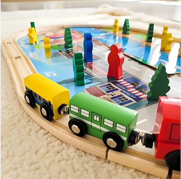 Wooden Electric Train Tracks Set Toys 45 pcs