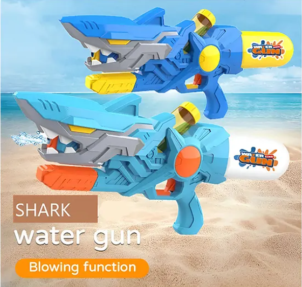 Water Gun Toys For Kids Shark Water Gun Toy 570ml High Capacity Water Fighting Toy For Outdoors Swimming Holi Toys Kids Summer Plastic Big Shooting Shark High Power Animal Shape Water Gun Toy (Pack of 1 Color May Vary)