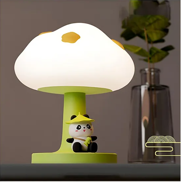 PoPo Panda Soft Silicone Bedside Table Lamp LED Animal Night Light Kawaii Light Up USB Rechargeable Panda Touch Light - Multicolor