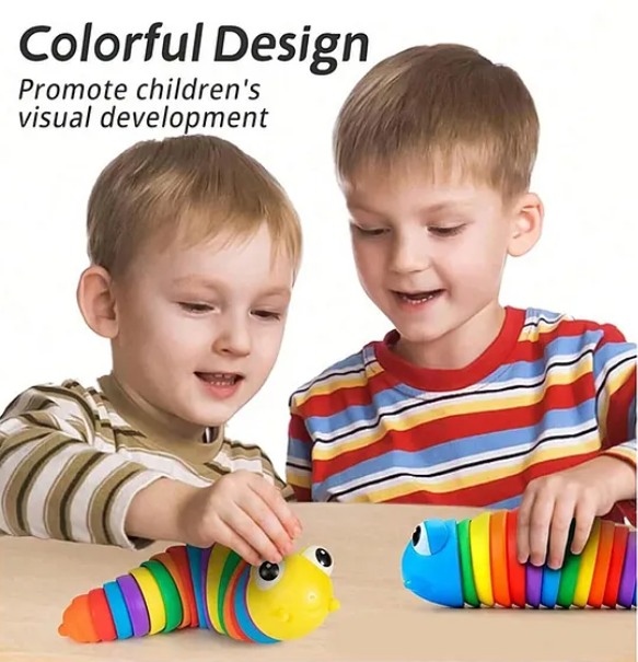 Caterpillar Finger Slug Toys for Kids Fun Sensory Play Flexible Joint Movement Colorful Vibrant Design Engaging Handheld Baby Toys (Pack of 1 Color May Vary) - Length 18 cm