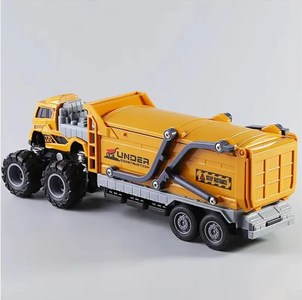 1:43 Scale Alloy Die-cast Friction Powered Sand Dumper Trailer Truck 4x4 Wheel Drive Road Truck (Pack of 1 Color May Vary)
