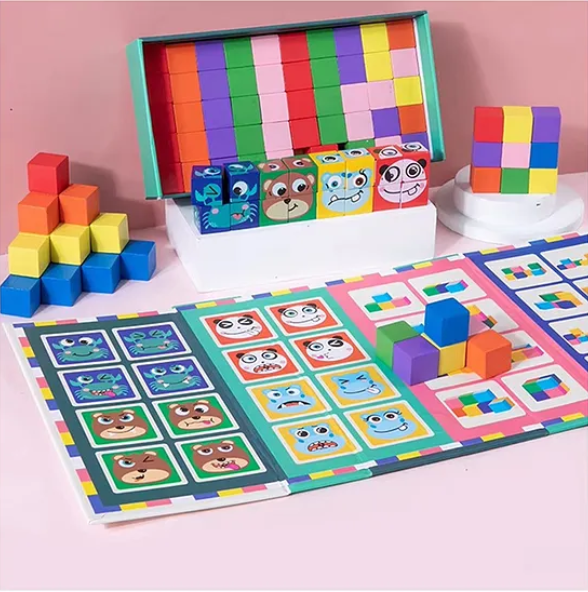Rubik's Cube And Logic Blocks Toys Educational Face Changing Cube Block Shape Recognition Hand-eye Coordination Kids Toys - Multicolor