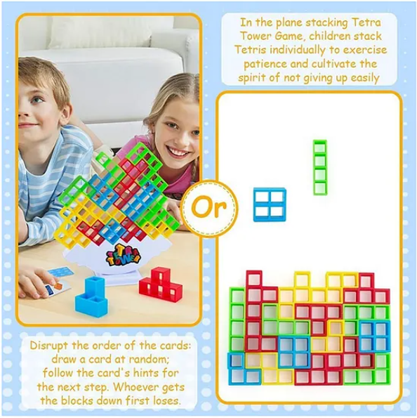 Swinging Tower Game Toys For Kids Adults Tetra Tower Stacking Blocks Toys For Kids Adults Balance Building Blocks Toys Family Fun Travel Entertainment Toys 24 pcs (Multicolor - Design May Vary)