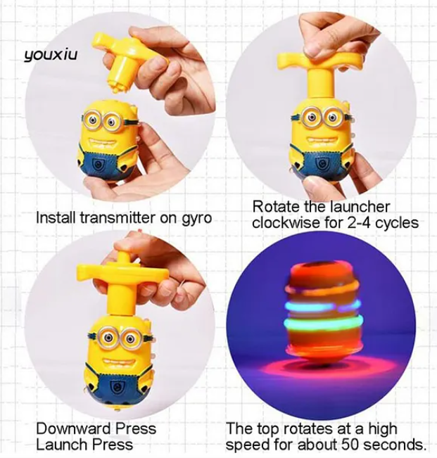 Minion Flashing Spinning Tops With LED Lights And Music For Kids - Multicolor