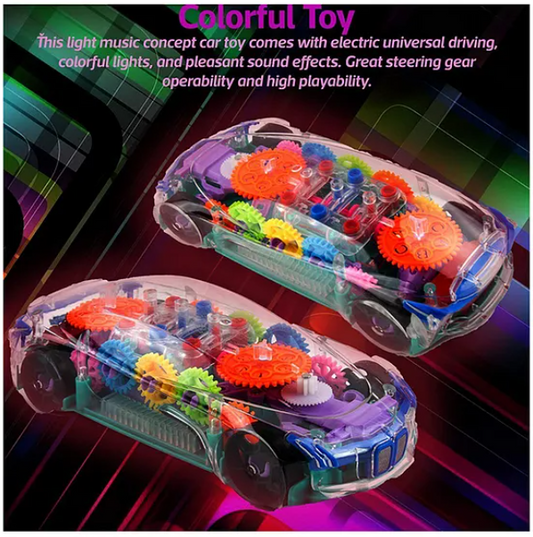 360 Degrees Rotating Transparent Concept Racing Car With Music & 3D Flashing Lights - Multicolor
